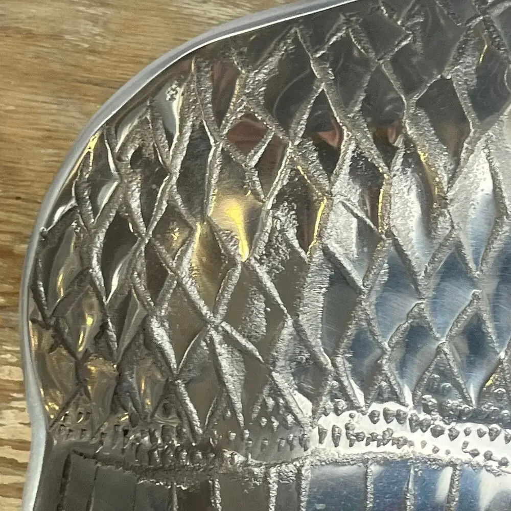 Large Metal Acorn Serving Bowl 11x9”SilverTone Fall Thanksgiving Decor Catchall
